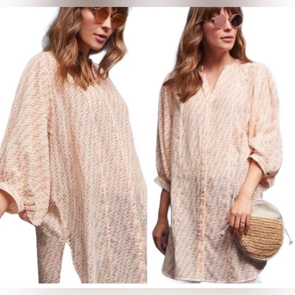 📍🩷MAEVE tunic S – Salmon Pink, Green & Cream - Picture 3 of 8